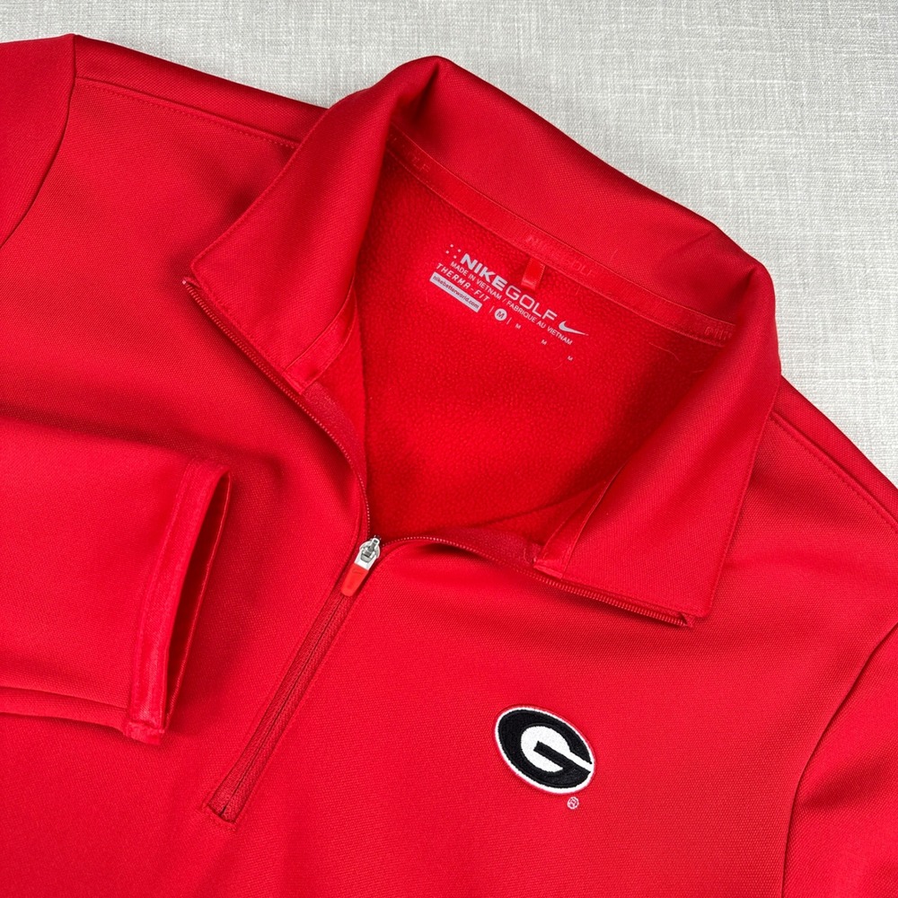 Nike Golf Pullover Mens Medium Red Georgia Bulldogs Therma-FIT 685282-657